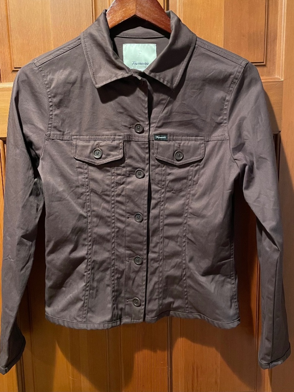 Women’s  Faconnable Extra-Small Chocolate Brown Stretch Denim Jacket